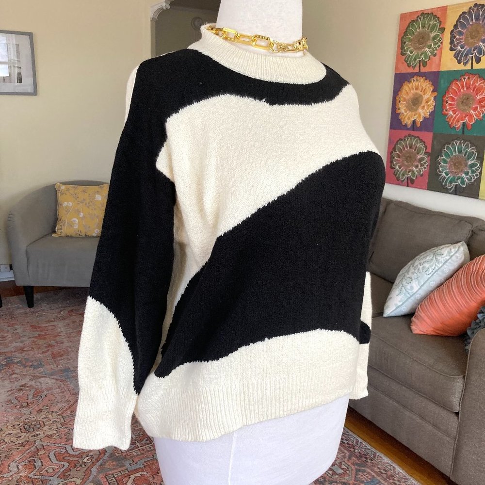 COPY - Women's Plus Size 1X Ava & Viv Long Sleeved Sweater in Black and Cream